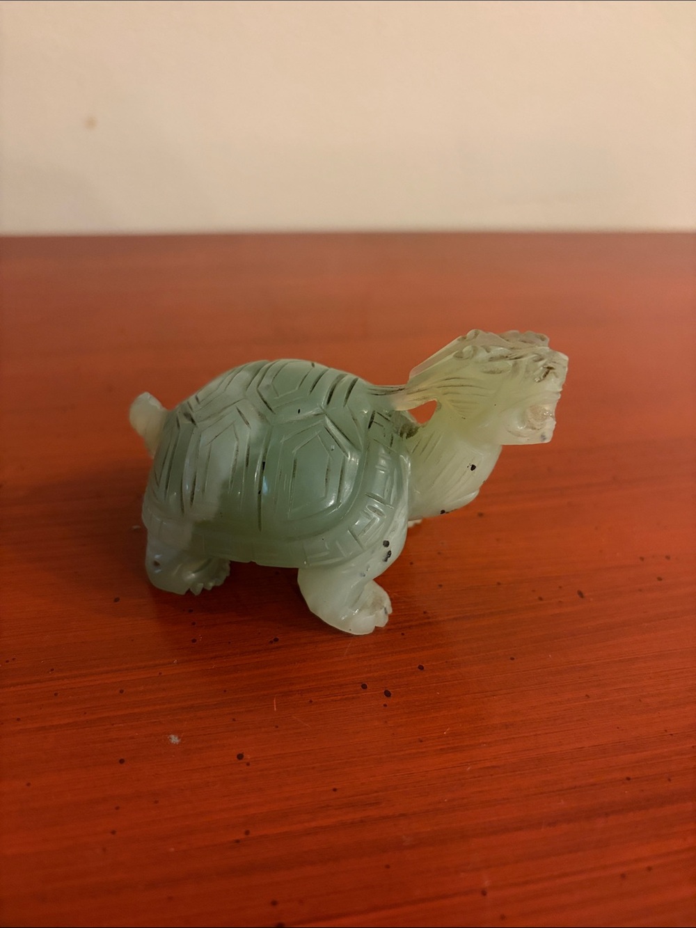 Vintage Hand-carved translucent green nephrite jade turtle figurine